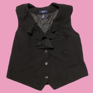 EUC Chaps black suit vest with ruffle